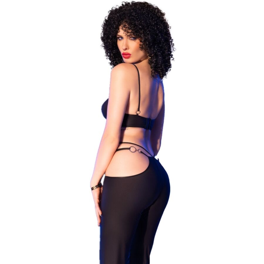 SET 2 PZ TOP E LEGGINGS DONNA NERI CON ACCESSORI ORO CR 4851