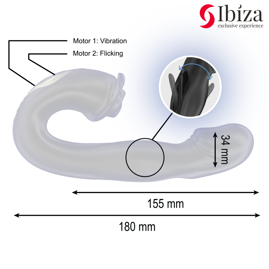 IBIZA - VIBRATORE ROSE CON EFFETTO FLICKING E STIMOLATORE CLITORIDEO