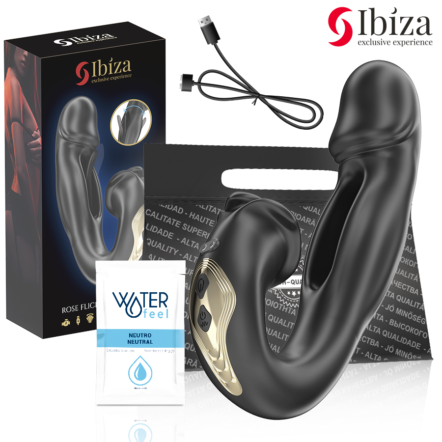 IBIZA - VIBRATORE ROSE CON EFFETTO FLICKING E STIMOLATORE CLITORIDEO