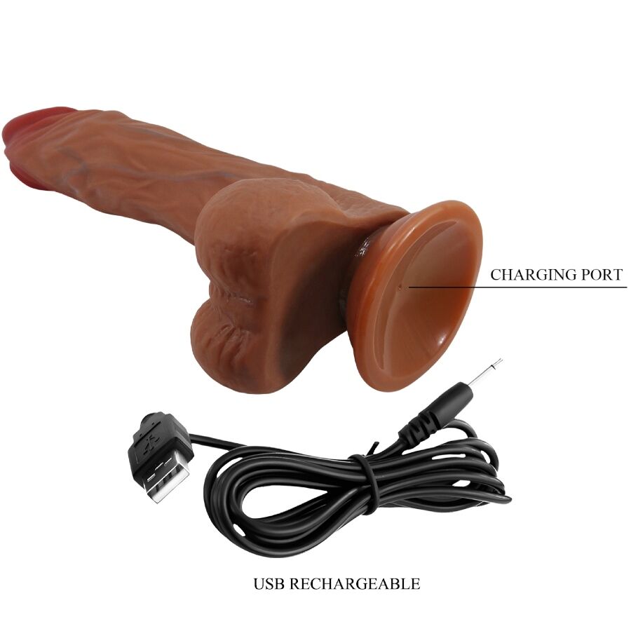 DILDO REALISTICO VIBRANTE, ROTAZIONE E SPINTA, 24 CM
