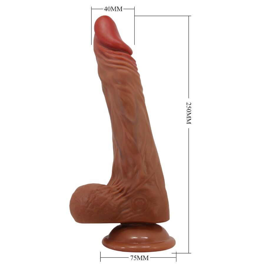 DILDO REALISTICO VIBRANTE, ROTAZIONE E SPINTA, 24 CM