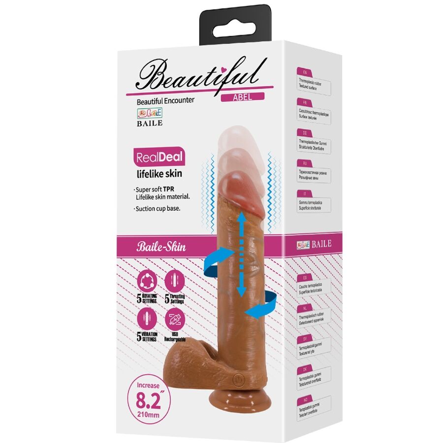 DILDO REALISTICO CON ROTAZIONE E SPINTA, VENTOSA STABILE, RICARICABILE USB