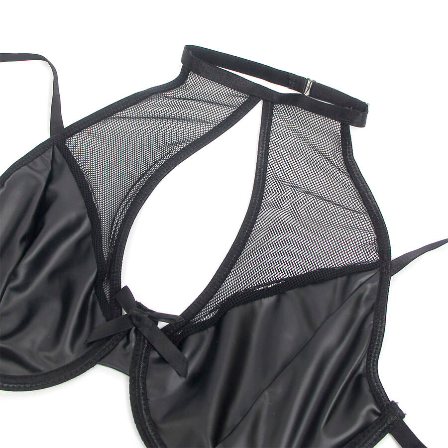 SUBBLIME - SET REGGISENO + GONNA IN ECOPELLE NERO S/M 957582