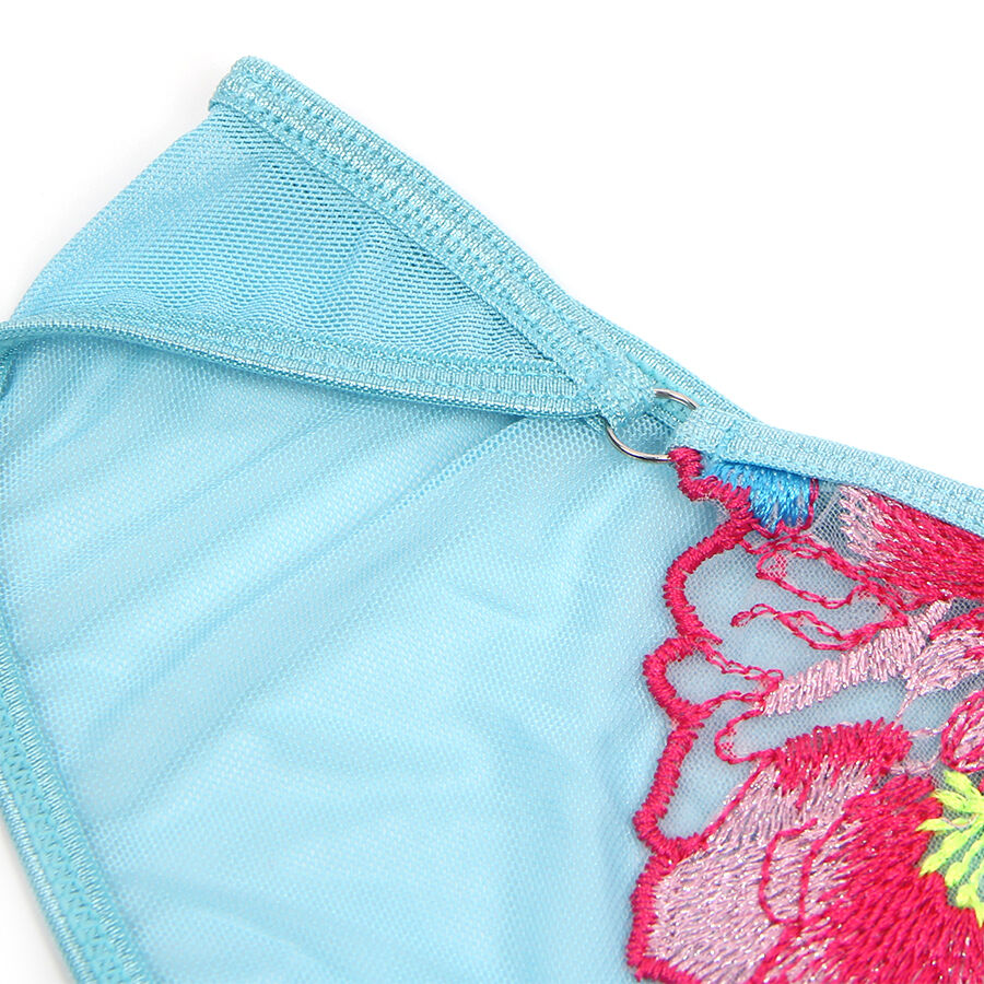 SET REGGISENO + SLIP + REGGICALZE RICAMATI A FIORI, MAGLIA TRASLUCIDA ELEGANTE, SENSUALE E SOFISTICATO