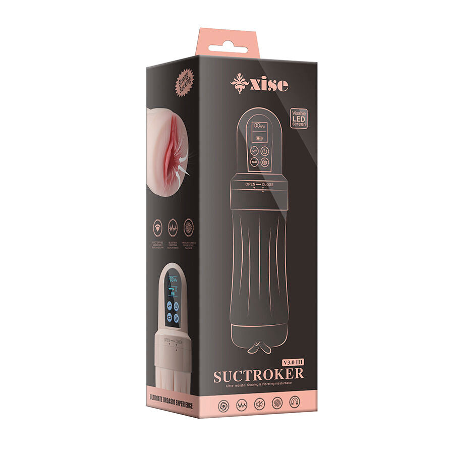 XISE - MASTURBATORE VIBRANTE CON FUNZIONE ASPIRANTE SUCTROKER V3.0 CON VAGINA