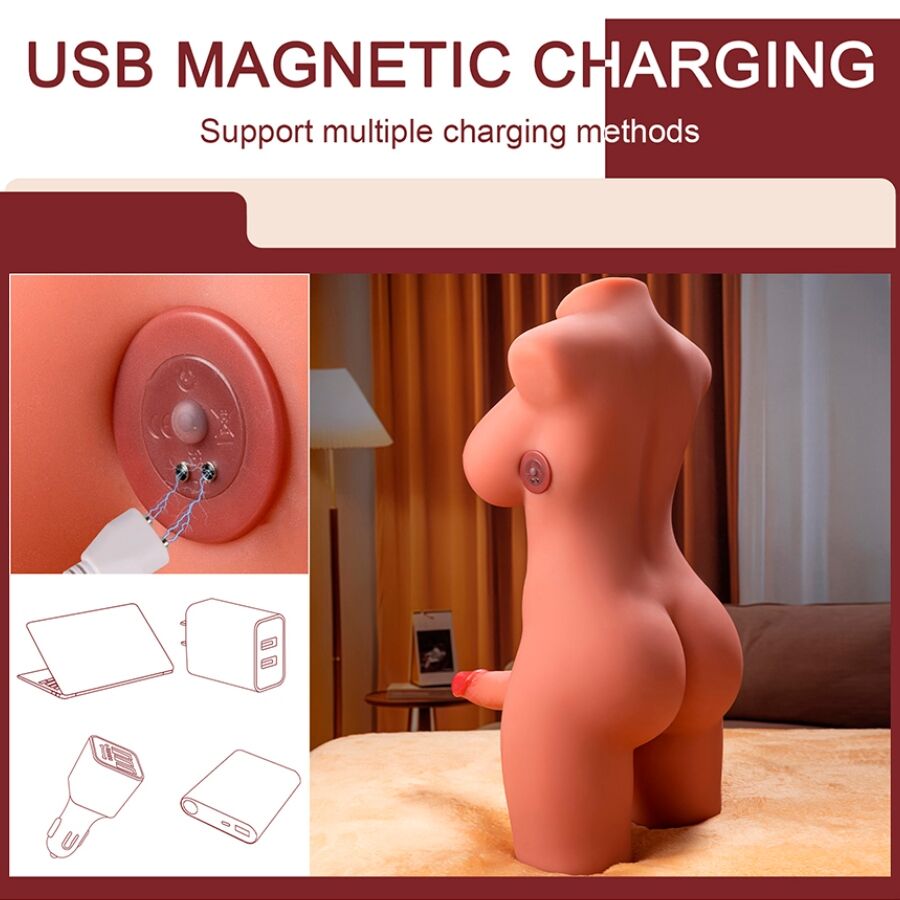 XISE - LADY BOY TORSO FEMMINILE TRANS CON DILDO E ANO MIAH CON VIBRAZIONE E SPINTA 55 CM