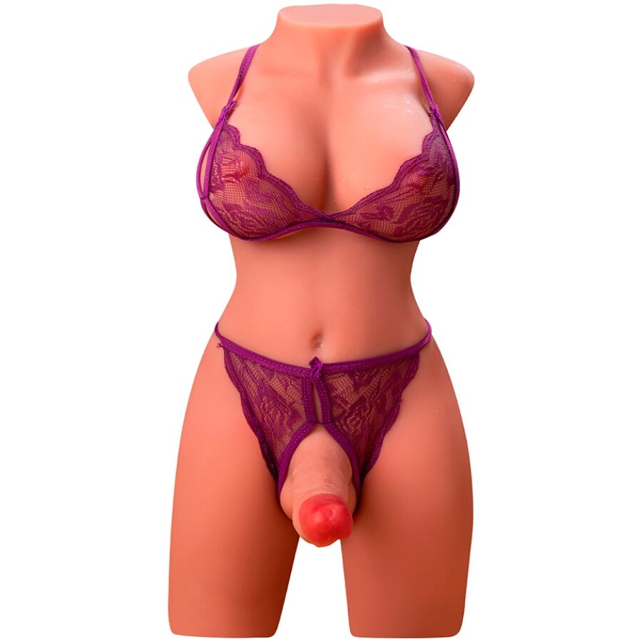 XISE - LADY BOY TORSO FEMMINILE TRANS CON DILDO E ANO MIAH CON VIBRAZIONE E SPINTA 55 CM