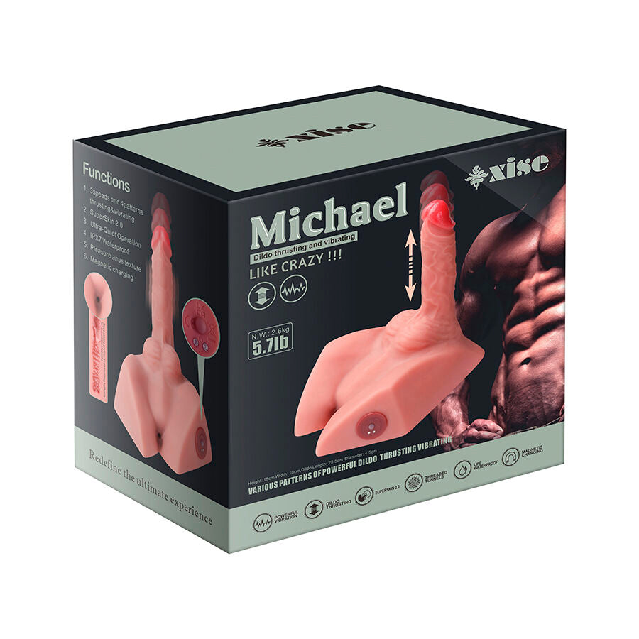 MASTURBATORE REALISTICO - MEZZO TORSO MASCHILE - VIBRANTE - SPINTA - CON PENE E ANO 5 KG "MICHAEL"