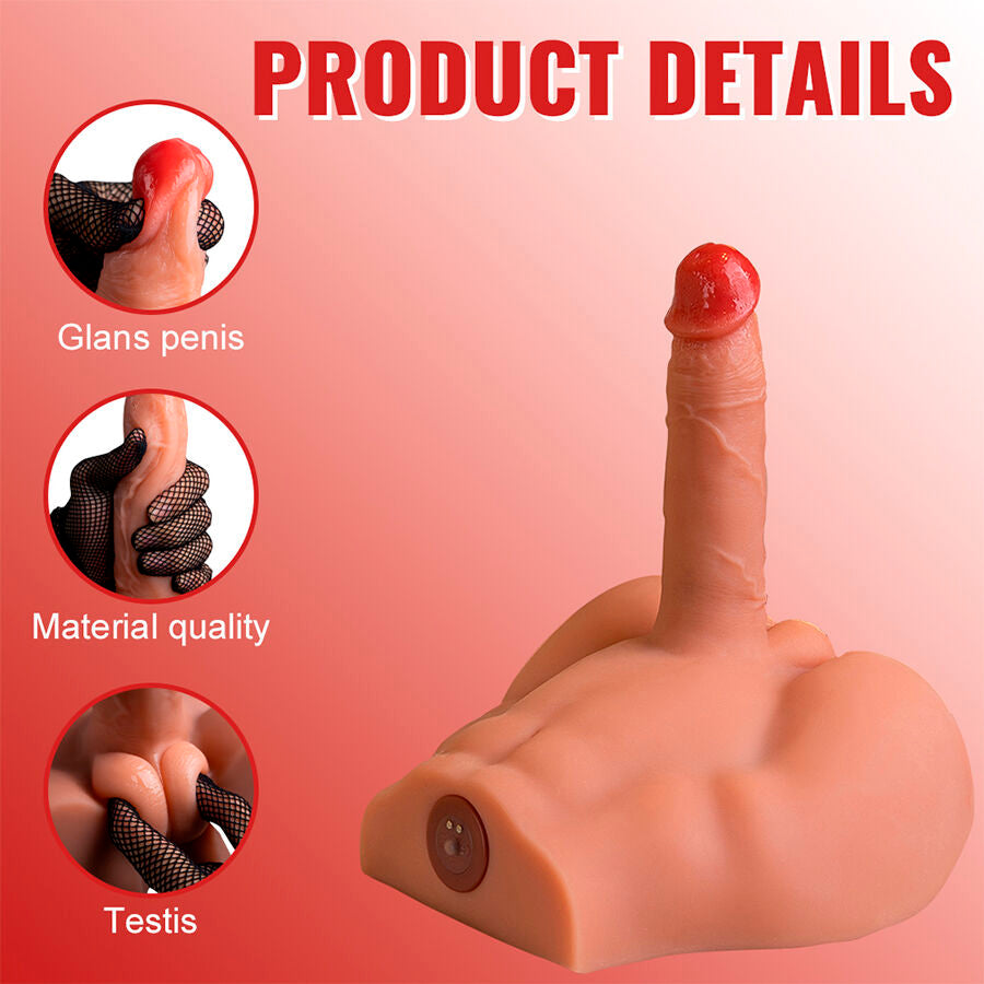 XISE - MEZZO TORSO MASCHILE MASTURBATORE REALISTICO CON DILDO PEEL CON VIBRAZIONE E SPINTA 17,5 CM/2,7 KG
