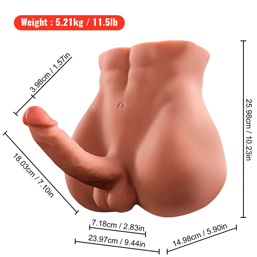 MASTURBATORE REALISTICO - MEZZO TORSO MASCHILE - VIBRANTE - SPINTA - CON PENE "BARTLETT"