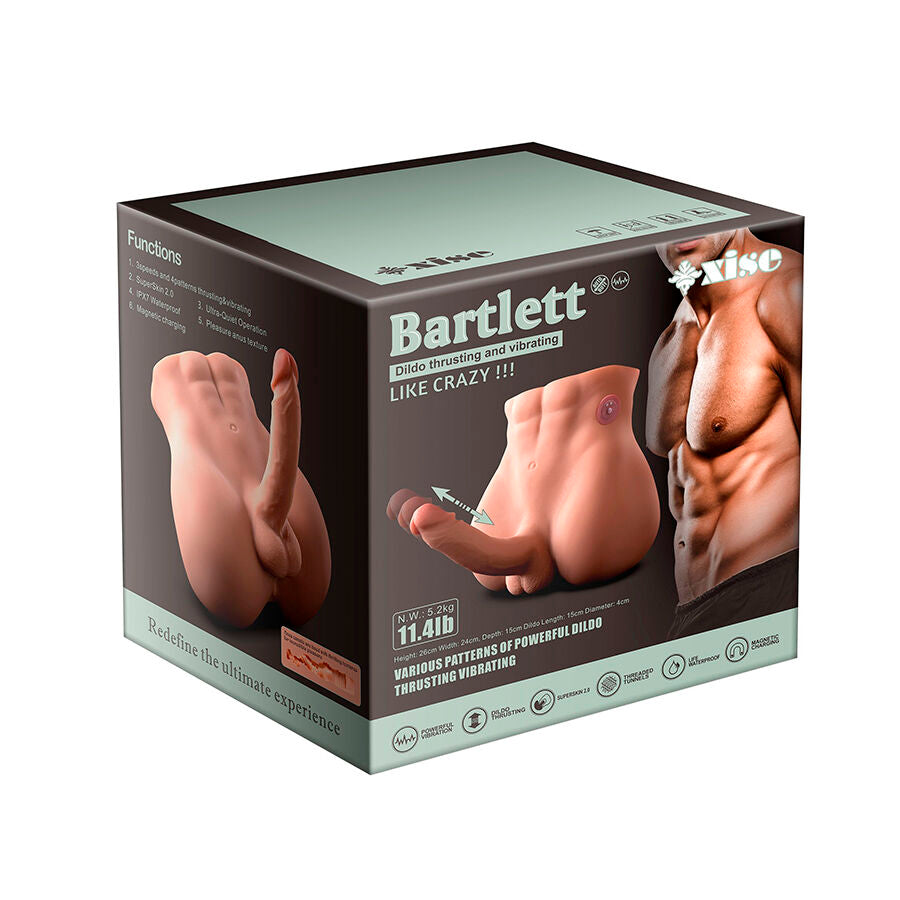 MASTURBATORE REALISTICO - MEZZO TORSO MASCHILE - VIBRANTE - SPINTA - CON PENE "BARTLETT"