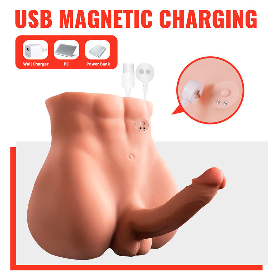 MASTURBATORE REALISTICO - MEZZO TORSO MASCHILE - VIBRANTE - SPINTA - CON PENE "BARTLETT"