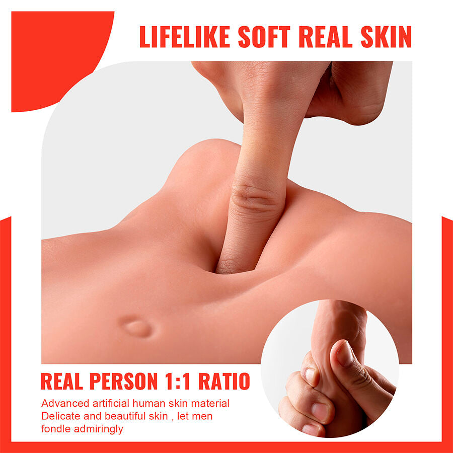 MASTURBATORE REALISTICO - MEZZO TORSO MASCHILE - VIBRANTE - SPINTA - CON PENE "BARTLETT"