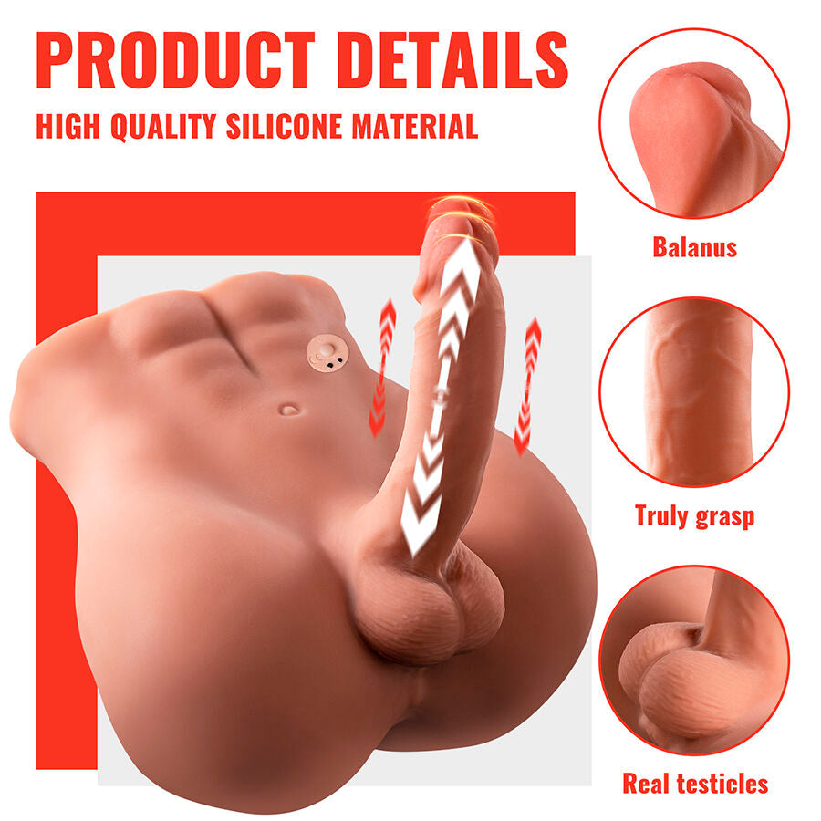 MASTURBATORE REALISTICO - MEZZO TORSO MASCHILE - VIBRANTE - SPINTA - CON PENE "BARTLETT"