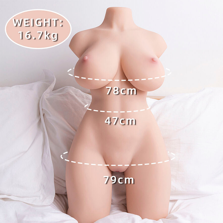 MASTURBATORE REALISTICO - TORSO FEMMINILE - VIBRANTE - SPINTA - CON VAGINA E ANO 16 KG "TIDY"