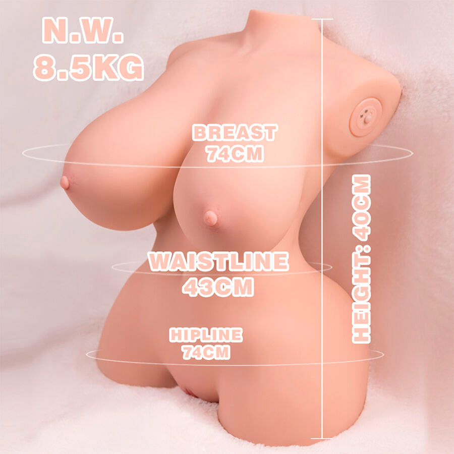 MASTURBATORE REALISTICO - TORSO FEMMINILE - VIBRANTE - SPINTA - CON VAGINA E ANO 8 KG "TINY"