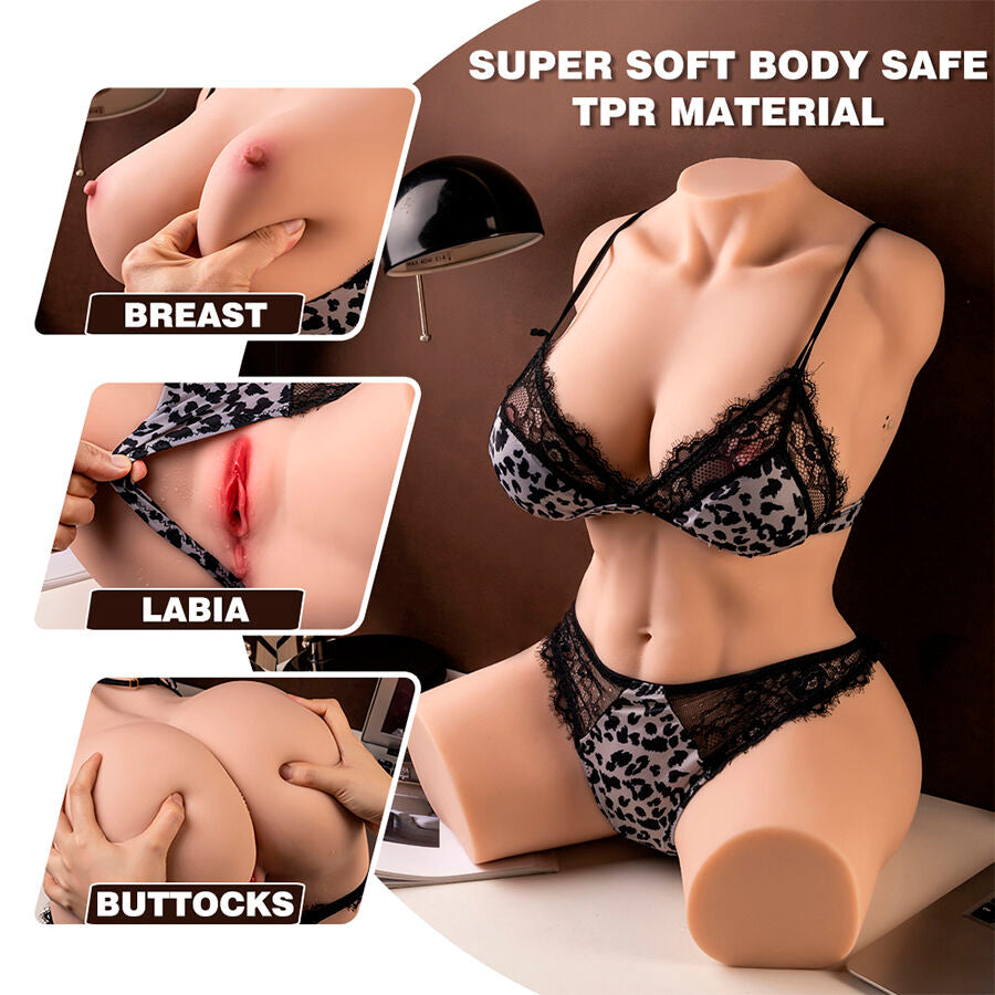 MASTURBATORE REALISTICO - TORSO FEMMINILE - VIBRANTE - SPINTA - CON VAGINA E ANO 17 KG "MURIEL"