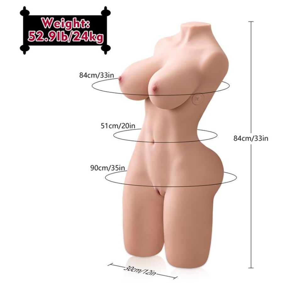 MASTURBATORE REALISTICO - TORSO FEMMINILE - VIBRANTE - SPINTA - CON VAGINA E ANO 24 KG "ERICA"
