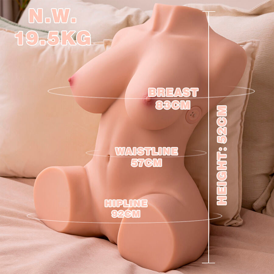 MASTURBATORE REALISTICO - TORSO FEMMINILE - VIBRANTE - SPINTA - CON VAGINA E ANO 19 KG "DANIA"