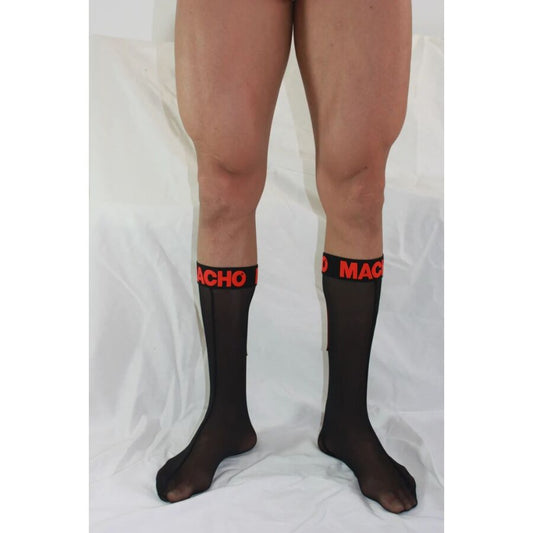 MACHO - CALZINO UOMO FETISH SEMI TRASPARENTE TAGLIA UNICA NERO/ROSSO