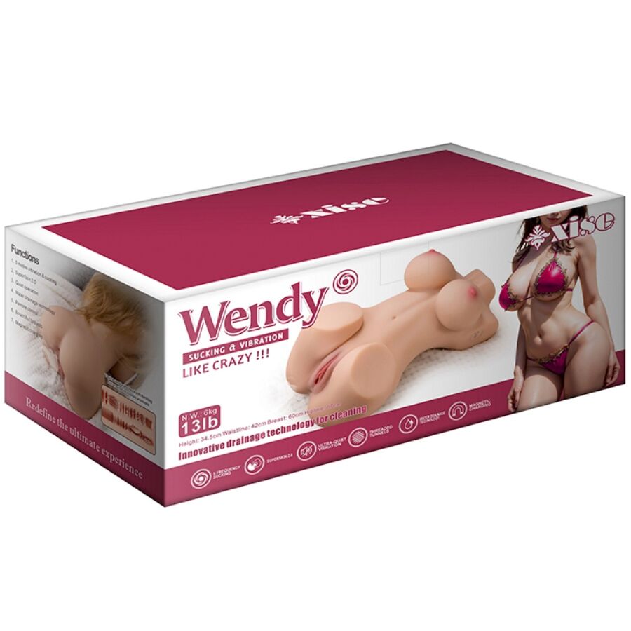MASTURBATORE REALISTICO - TORSO FEMMINILE - VIBRANTE - SUCTION - CON VAGINA E ANO 6 KG "WENDY
