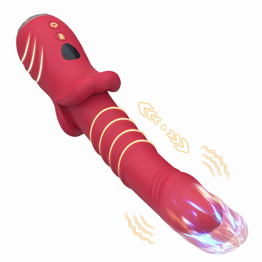VIBRATORE CON STIMOLATORE PUNTO A, 9 MODALITÀ DI VIBRAZIONE E SPINTA, SILICONE MEDICO IMPERMEABILE