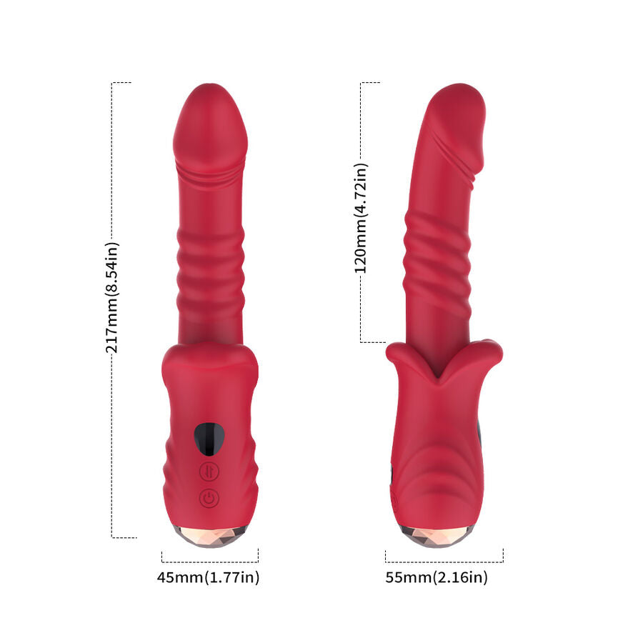 VIBRATORE CON STIMOLATORE PUNTO A, 9 MODALITÀ DI VIBRAZIONE E SPINTA, SILICONE MEDICO IMPERMEABILE