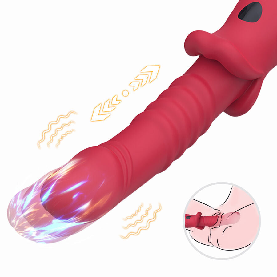 VIBRATORE CON STIMOLATORE PUNTO A, 9 MODALITÀ DI VIBRAZIONE E SPINTA, SILICONE MEDICO IMPERMEABILE