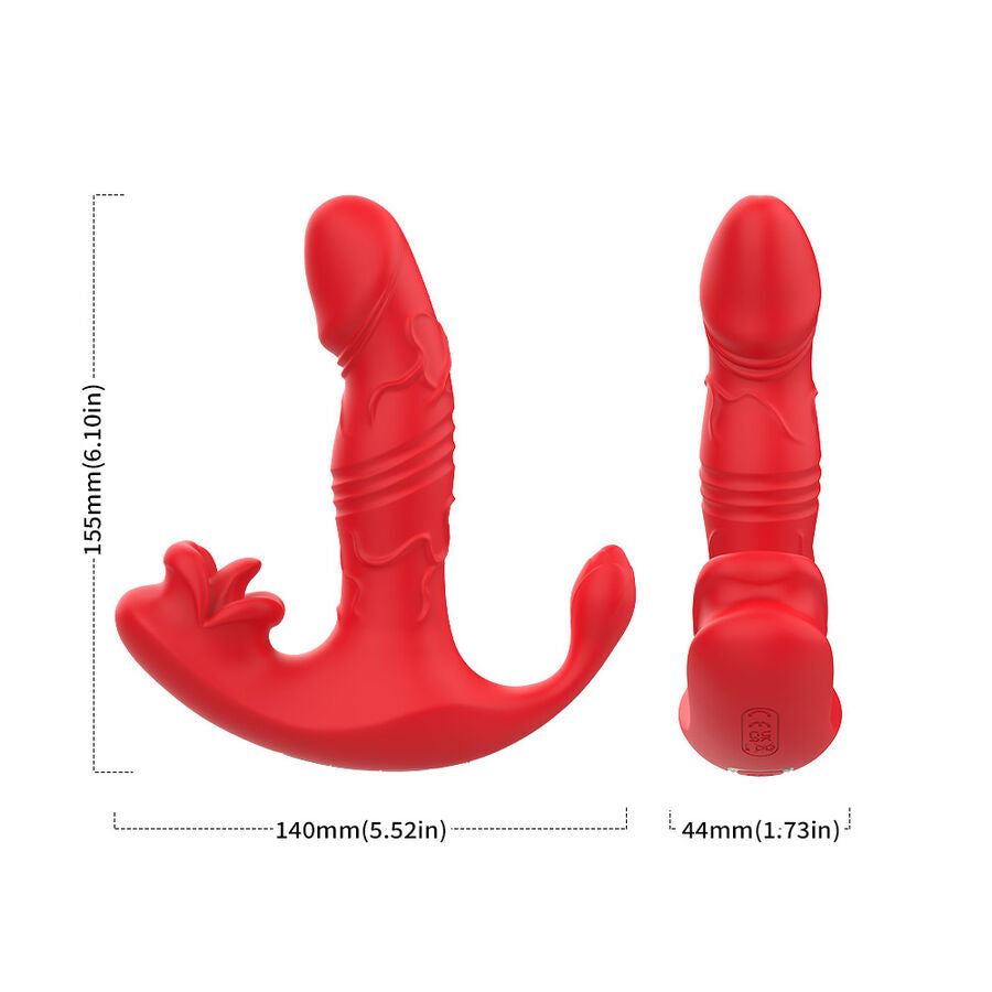ARMONY - VIBRATORE PANTY DA MUTANDINA E STIMOLATORE G-SPOT E ANALE CON TELECOMANDO ROSSO