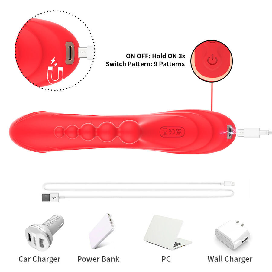 VIBRATORE DOPPIA STIMOLAZIONE, DESIGN ERGONOMICO, SILICONE LIQUIDO PREMIUM