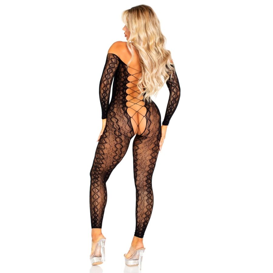 BODYSTOCKING CROTCHLESS IN PIZZO, DESIGN SERPENTE