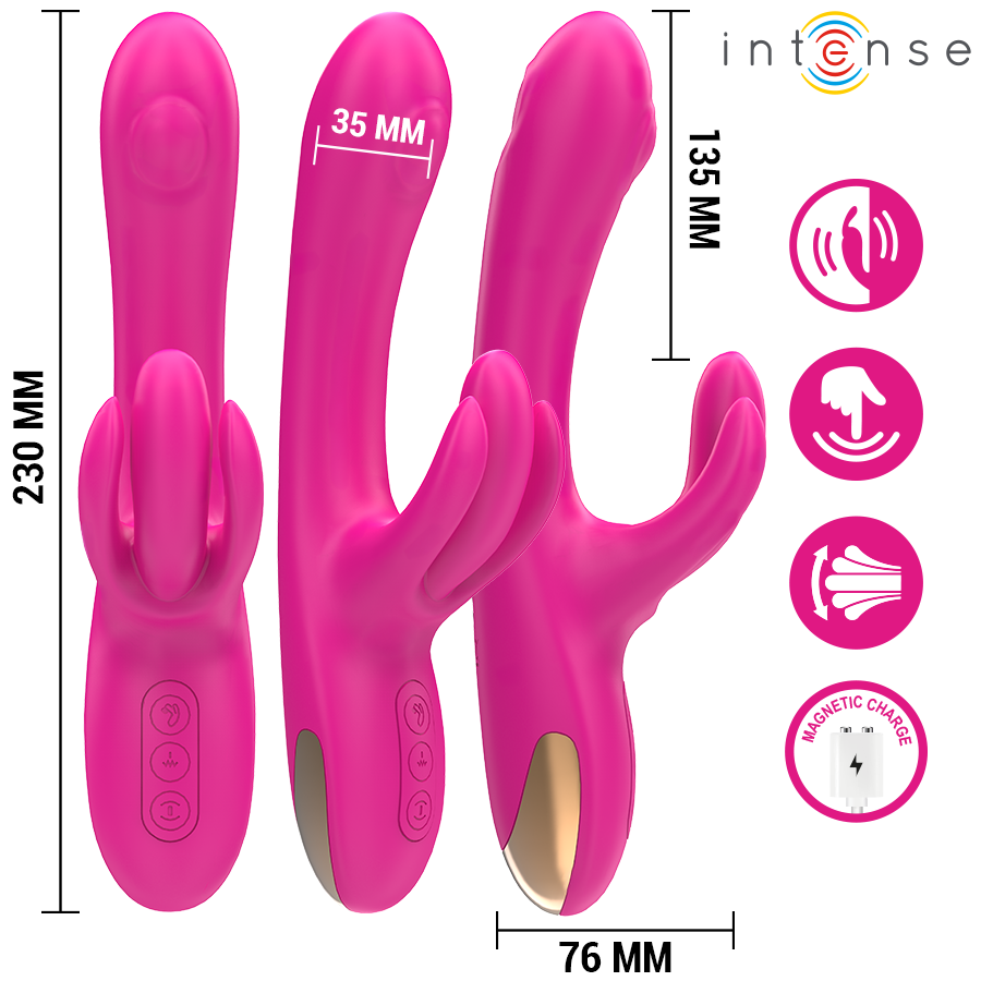 INTENSE - BRITNEY VIBRATORE MULTIFUNZIONE CON OSCILLAZIONE E RABBIT 23 CM ROSA