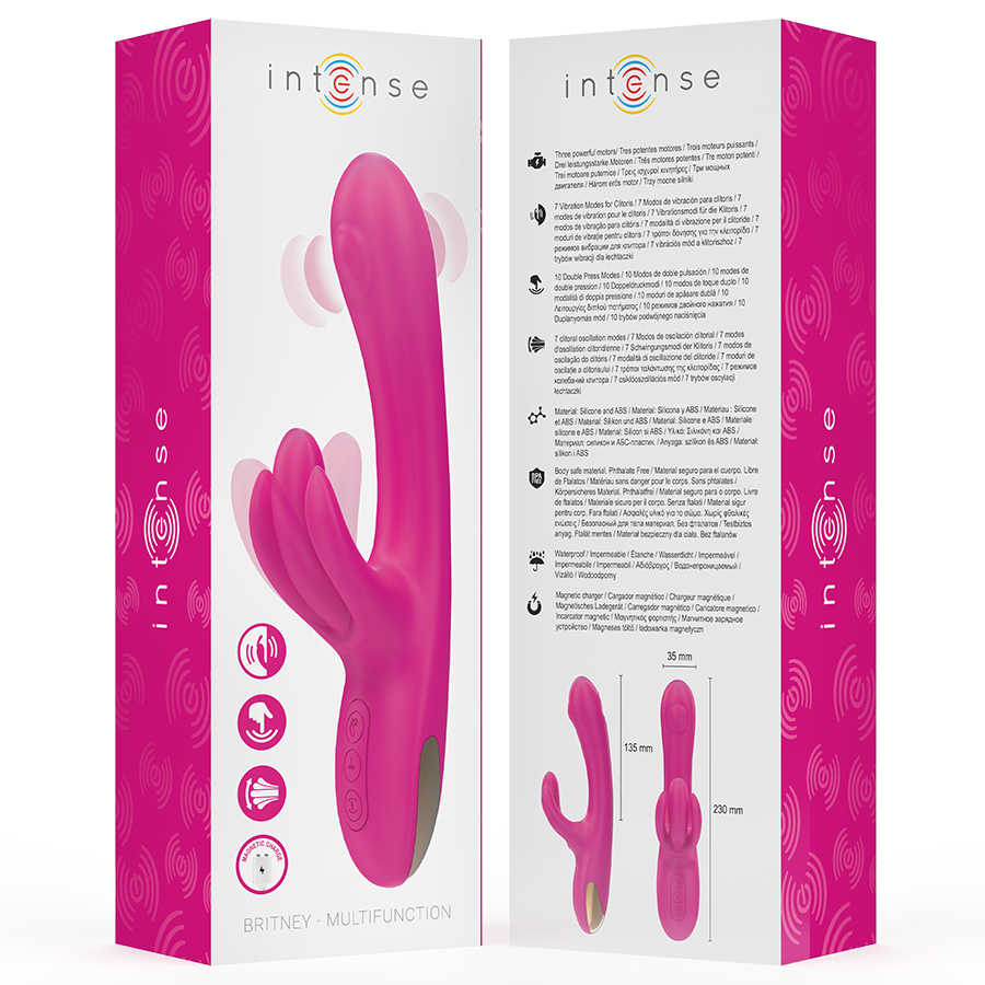 INTENSE - BRITNEY VIBRATORE MULTIFUNZIONE CON OSCILLAZIONE E RABBIT 23 CM ROSA