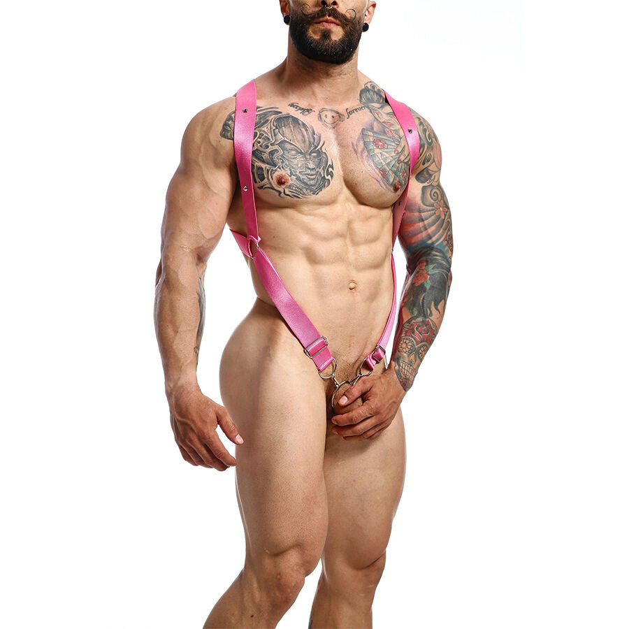 HARNESS ELASTICO INCROCIATO CON ANELLO PENE, DESIGN APERTO DAVANTI, MICROFIBRA MORBIDA