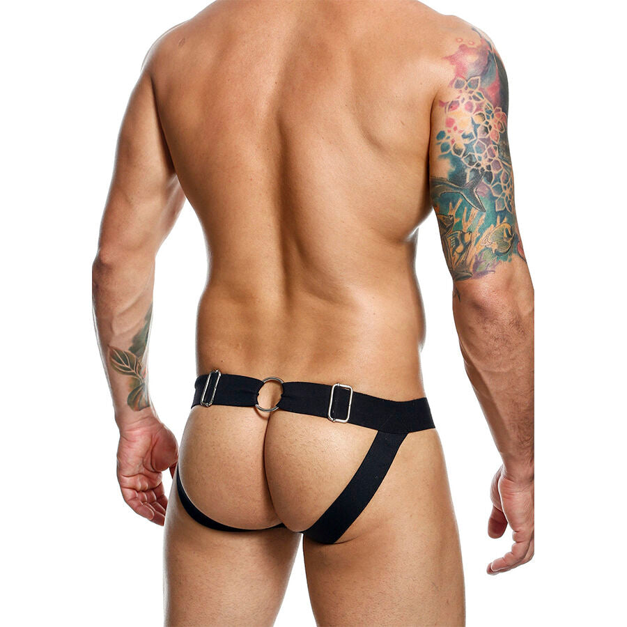 JOCKSTRAP NERO CON CATENA, SUPPORTO ERGONOMICO, SIMILPELLE RESISTENTE