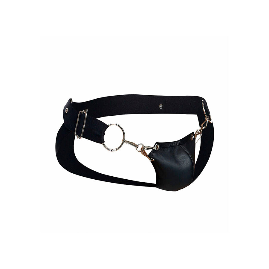 JOCKSTRAP NERO SUPPORTO ERGONOMICO, SIMILPELLE RESISTENTE, DESIGN MINIMALISTA