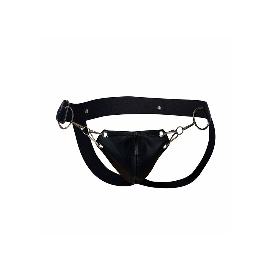 JOCKSTRAP NERO SUPPORTO ERGONOMICO, SIMILPELLE RESISTENTE, DESIGN MINIMALISTA