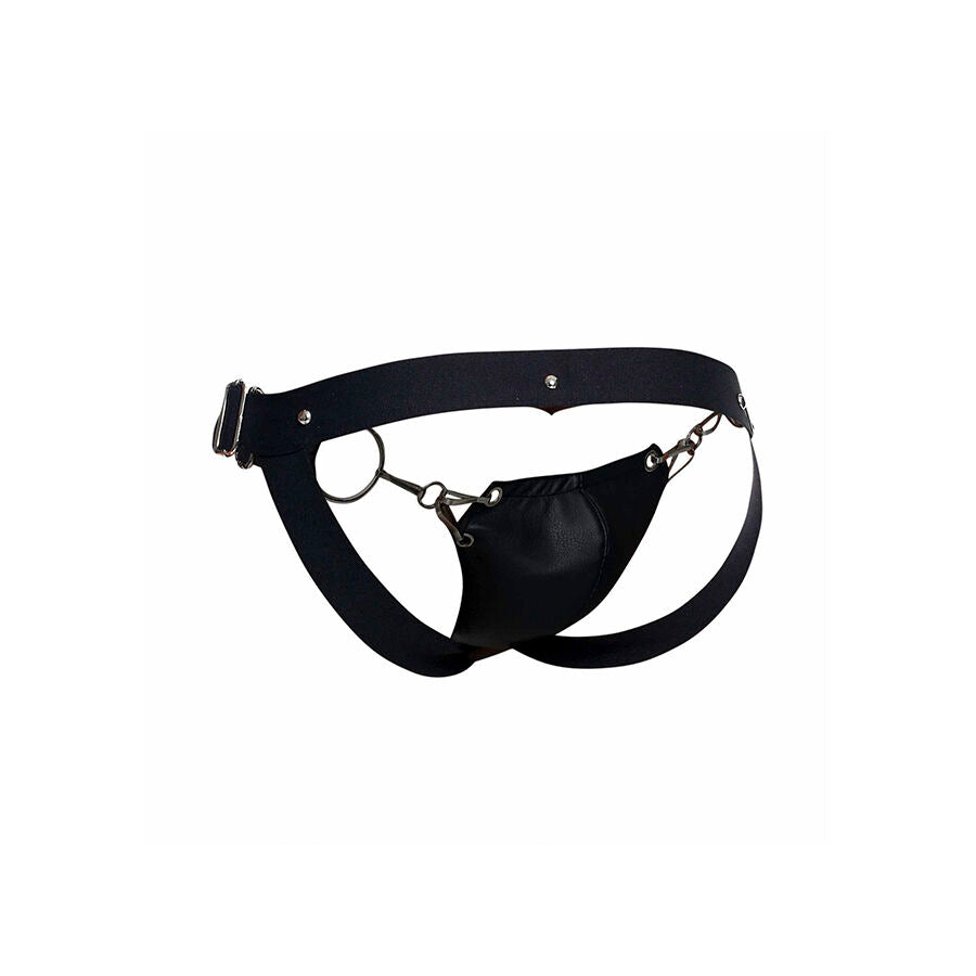 JOCKSTRAP NERO SUPPORTO ERGONOMICO, SIMILPELLE RESISTENTE, DESIGN MINIMALISTA