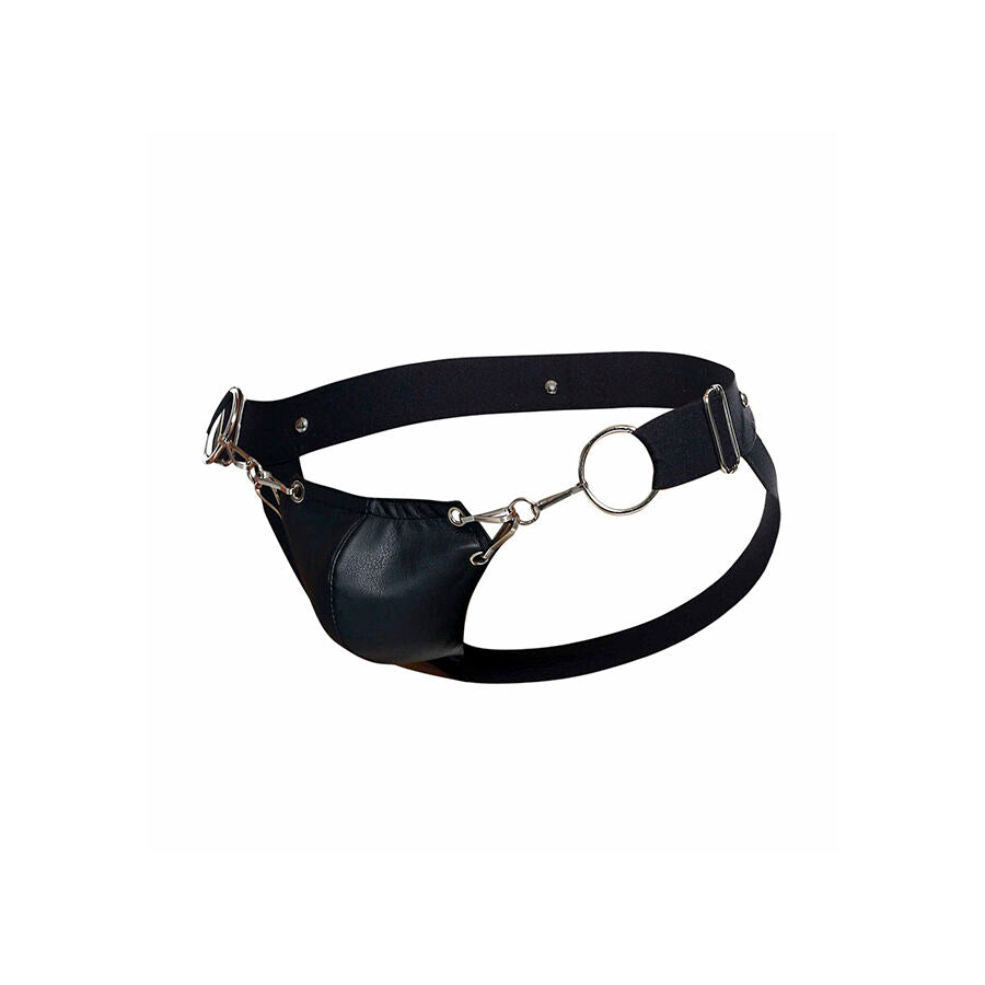 JOCKSTRAP NERO SUPPORTO ERGONOMICO, SIMILPELLE RESISTENTE, DESIGN MINIMALISTA