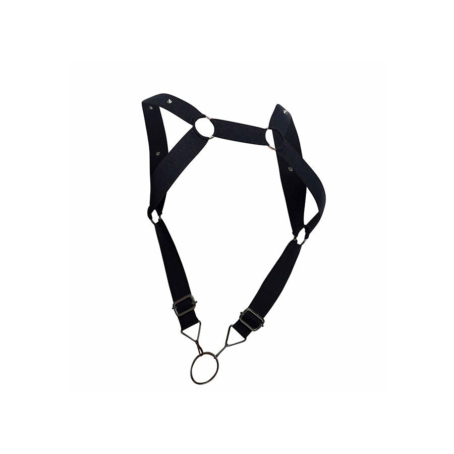 HARNESS ELASTICO CON ANELLO PENE, SUPPORTO DORSALE, MICROFIBRA MORBIDA