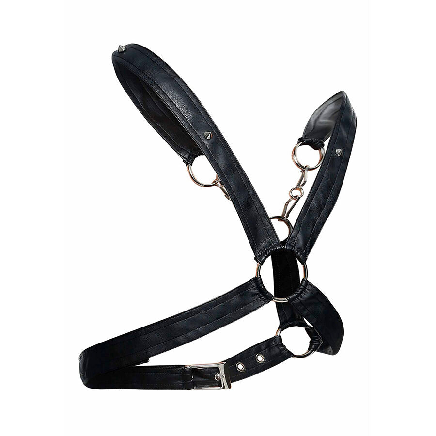 PETTORINA CROSS HARNESS A CATENA, DESIGN ORIGINALE CON ANELLI METALLICI, SIMILPELLE LUSSUOSA