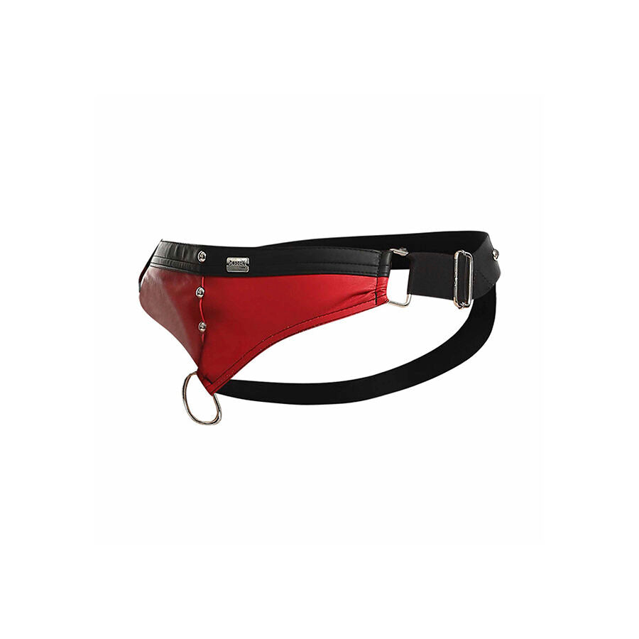 JOCKSTRAP COCKRING ROSSO, BORCHIE METALLICHE, APERTURA ANTERIORE E POSTERIORE