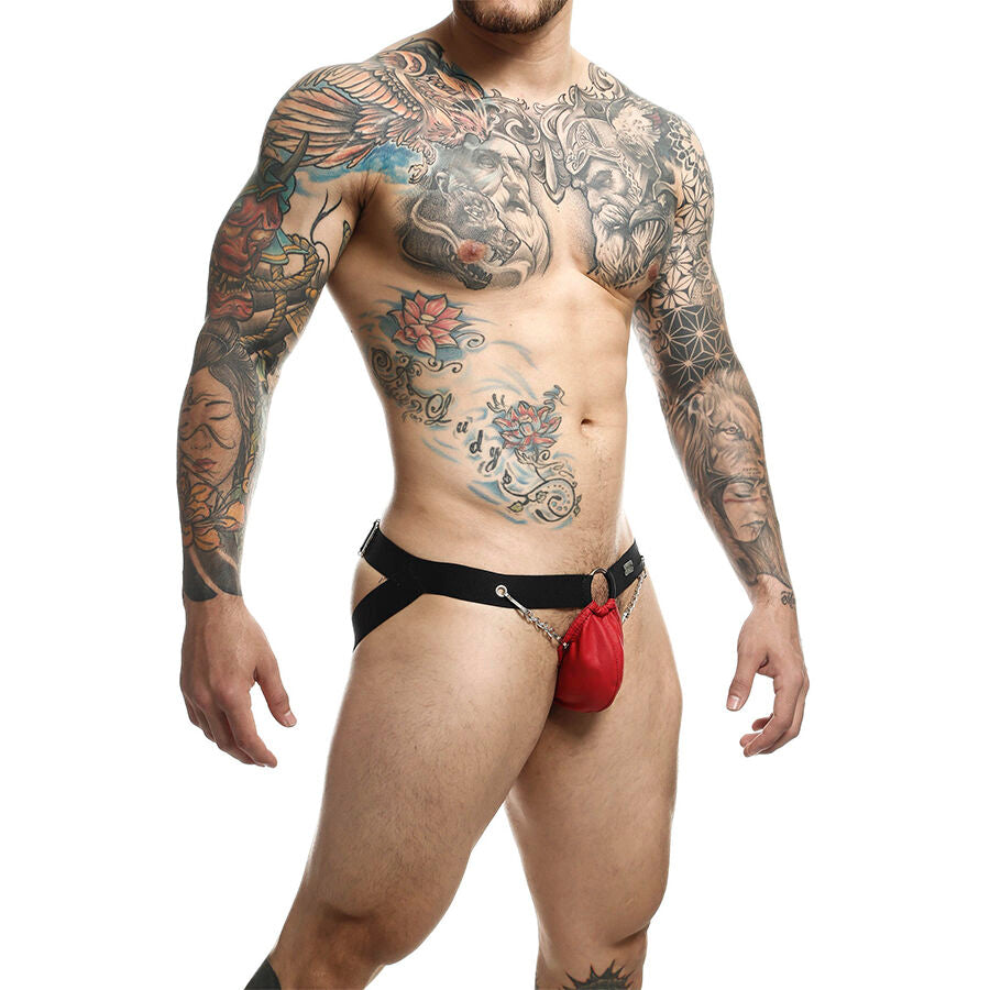 JOCKSTRAP ROSSO, SUPPORTO ATLETICO, DESIGN CON CATENE