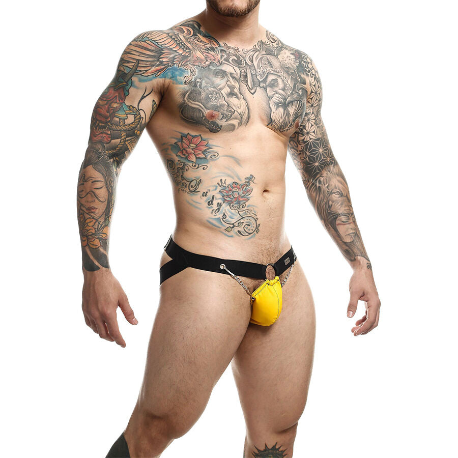 JOCKSTRAP GIALLO, SUPPORTO ATLETICO, DESIGN CON CATENE
