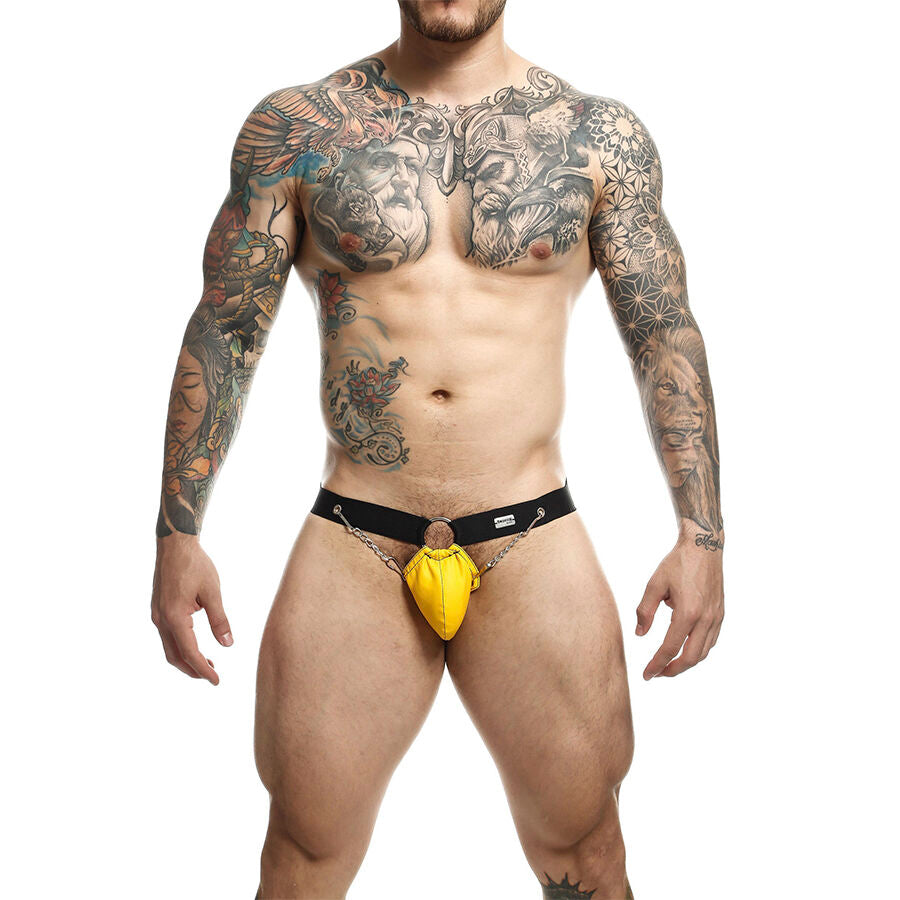 JOCKSTRAP GIALLO, SUPPORTO ATLETICO, DESIGN CON CATENE
