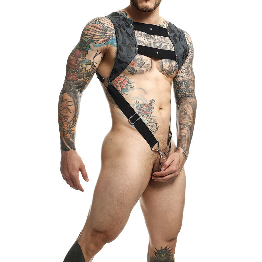HARNESS BONDAGE CON ANELLO PENE, DESIGN CORTO SEXY, SUPPORTO MASSIMO