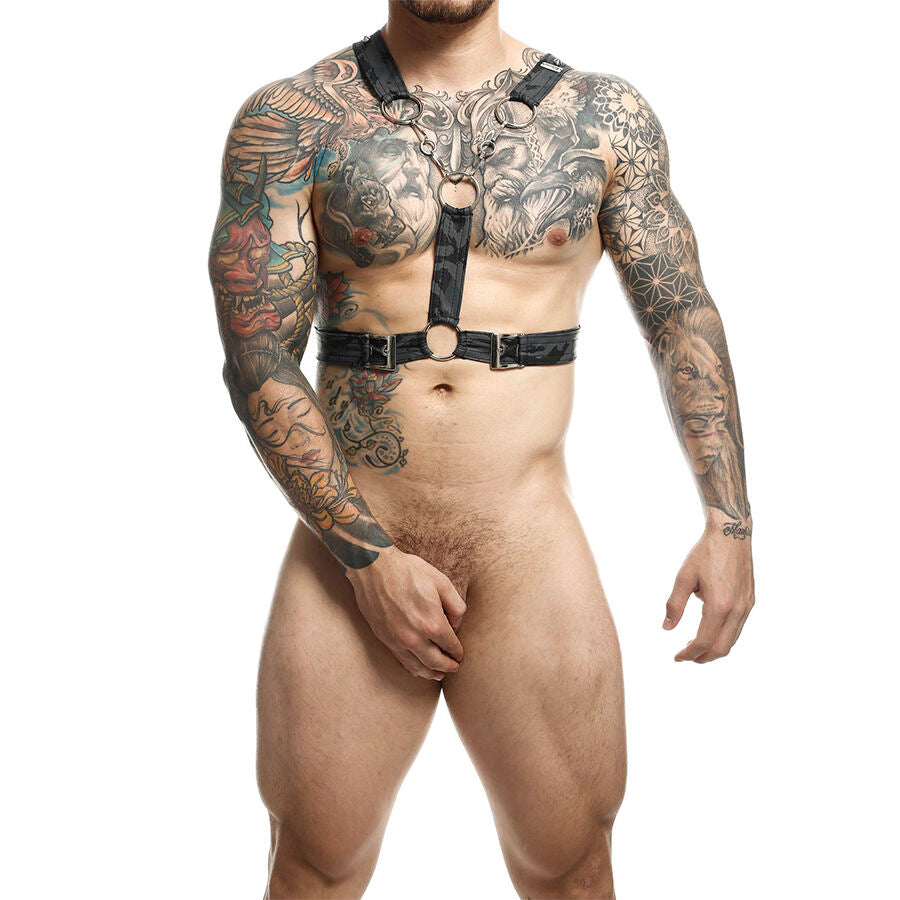 HARNESS PETTO DRITTO CON ANELLO METALLO, SUPPORTO MASSIMO, DESIGN SEXY