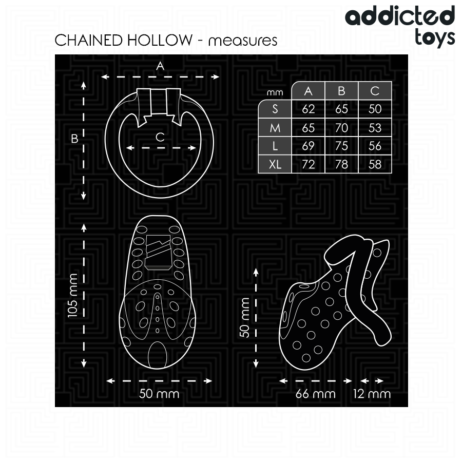 GABBIA DI CASTITÀ PENE CAVA CON CATENA 10,5 CM