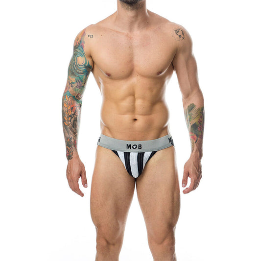 MOB - JOCKSTRAP UOMO A RIGHE BIANCO TAGLIA L