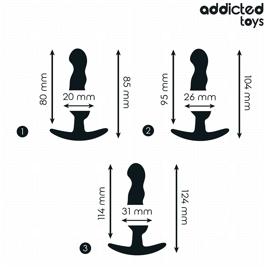 PLUG ANALE SET 3 PEZZI, SILICONE MEDICO, BASE ANCORA ERGONOMICA
